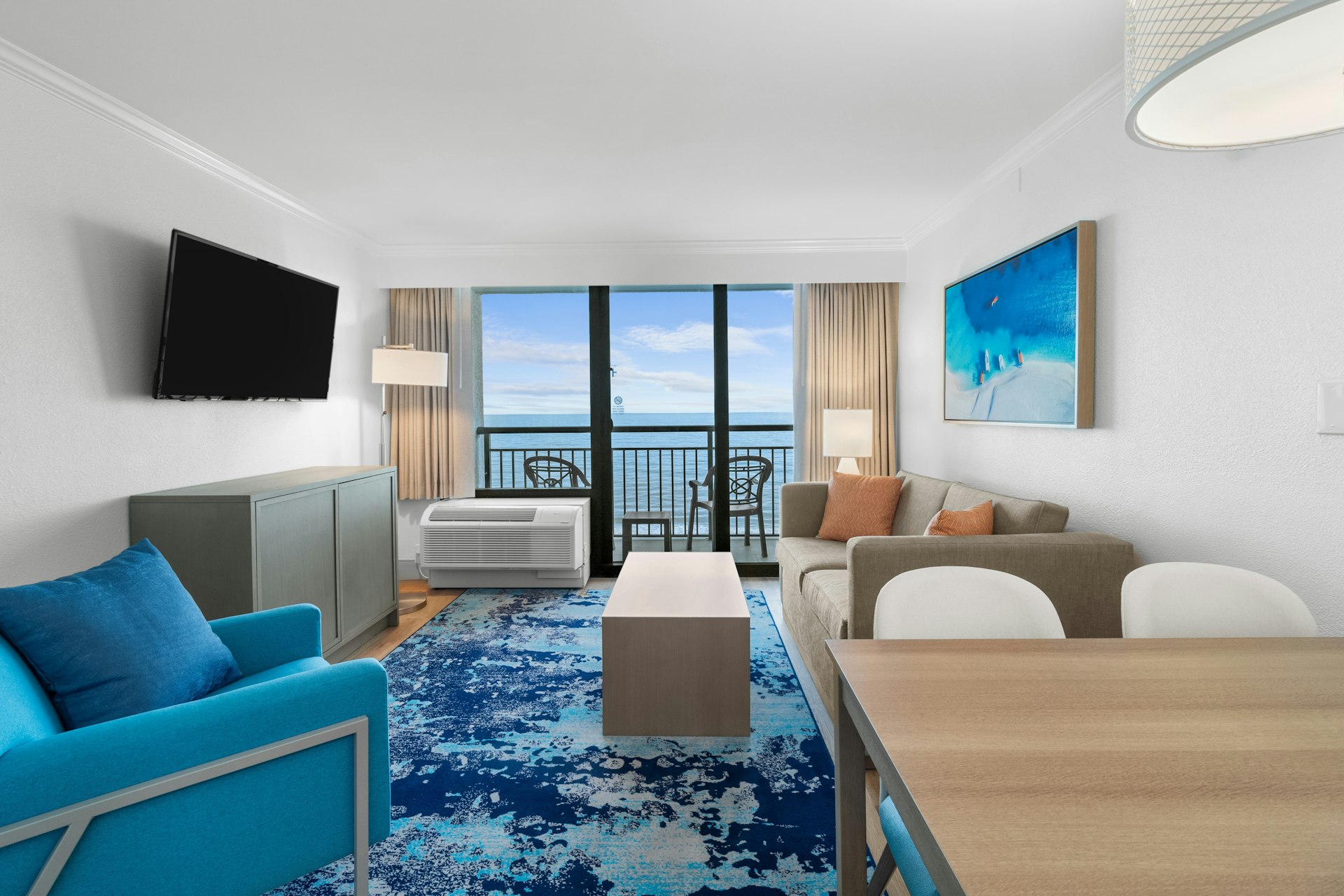 Caribbean Cayman Oceanfront Deluxe One Bedroom King Suite Living Room 
